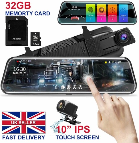 Mirror dash cam hd - 10", dual