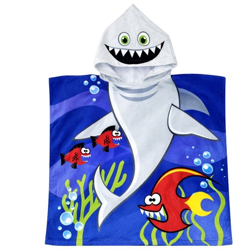 Kids shark hooded beach towel - hooded,