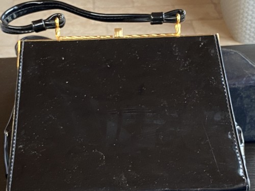 Vintage black patent - vintage, handbag