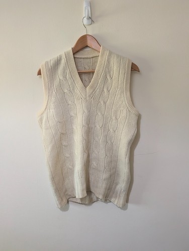 Handmade wool cable knit vest - wool,