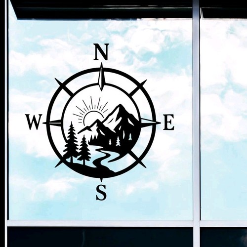 Compass mountains vinyl decal - compass,