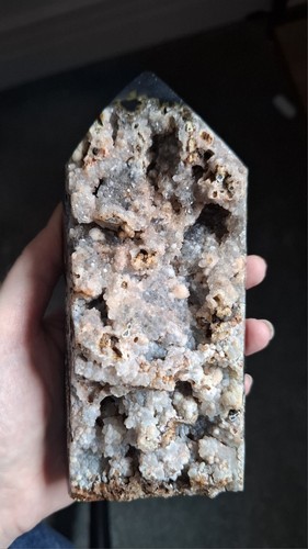 Agate crystal tower with druzy - agate,