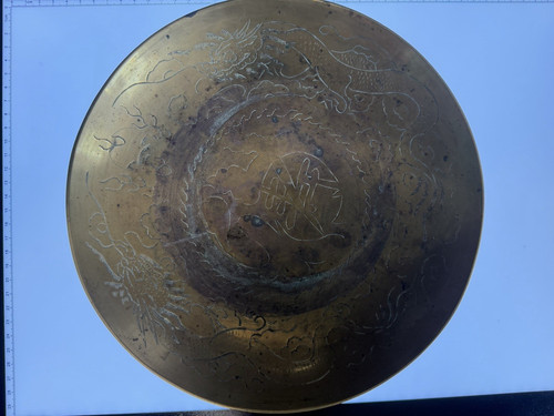 Engraved brass plate with - brass,