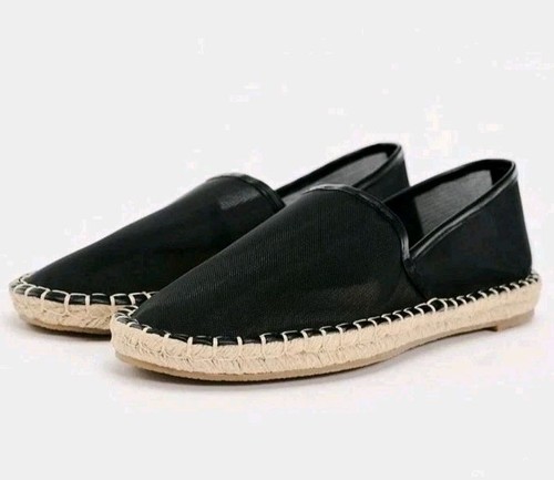 Zara black mesh espadrilles - black,