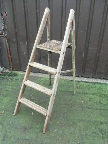 Vintage wooden step ladders - wooden,