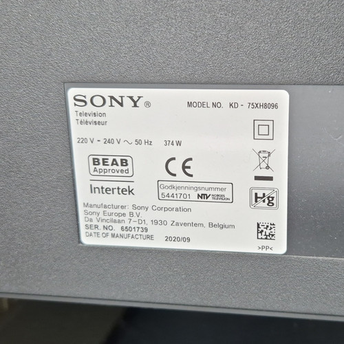 Sony 75xh8096 75in 2160p - kd-75xh8096,