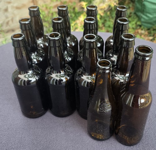 Empty brown amber glass - 14,