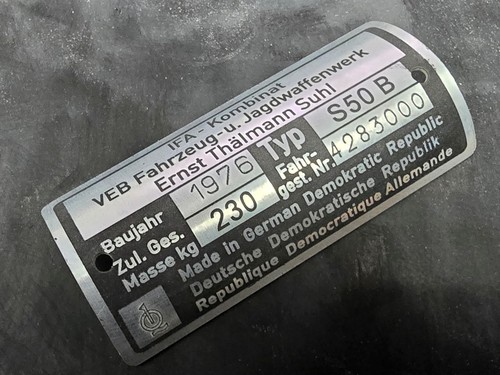 Nameplate simson s50 1976 - s50,