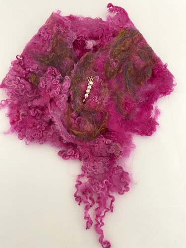 Handmade cerise pink felted