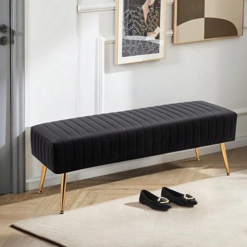 Black velvet tufted ottoman - velvet,