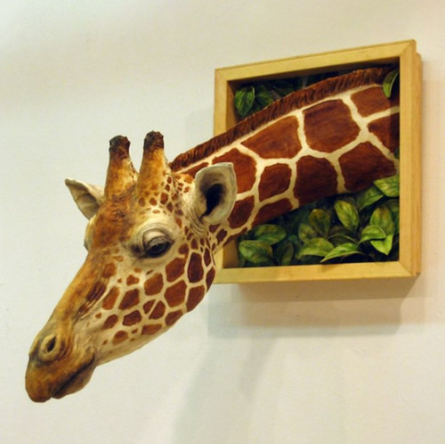Giraffe wall sculpture - sculpture, 3d