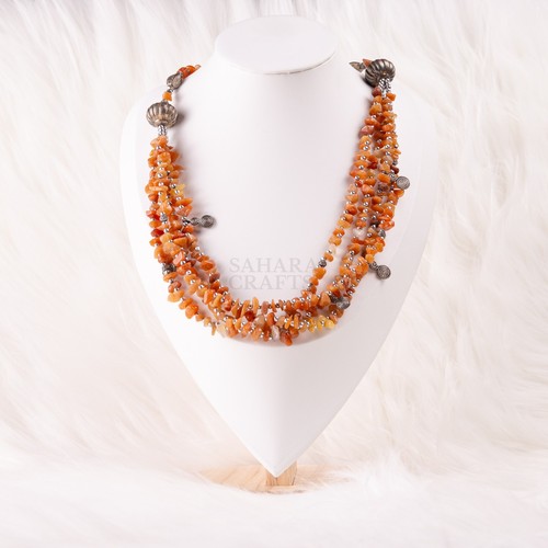 Carnelian beaded necklace - beaded,