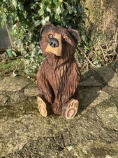Chainsaw carved sitting bear - chainsaw,