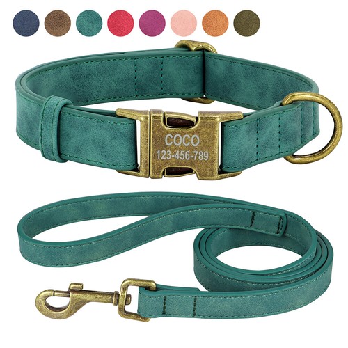 Leather dog collar and - and, leash