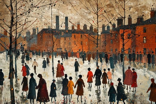 Lowry style people canvas - people,