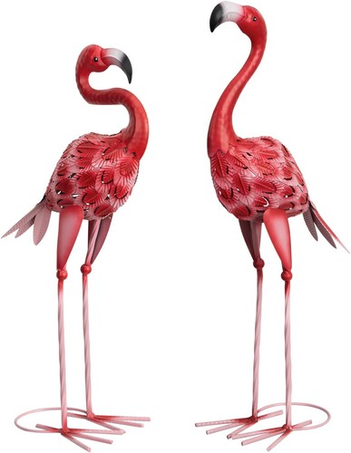 Metal flamingo garden statue - metal,