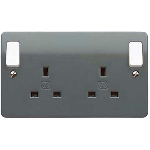 Gang grey 13a socket - 2,