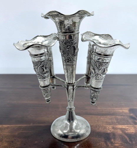 Vintage silver tone trumpet - 5,