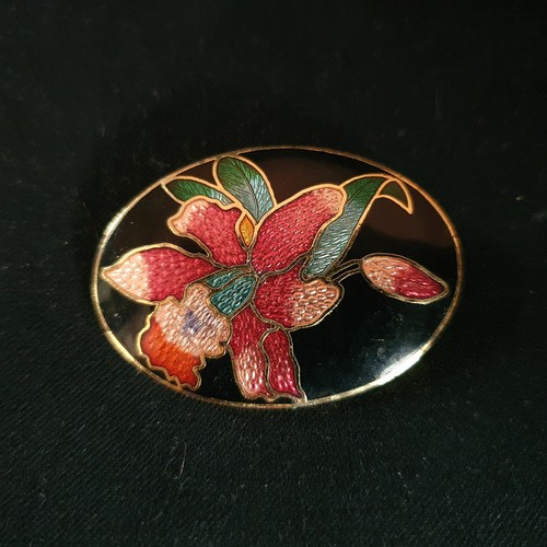 Vintage brooch cloisonne - brooch,