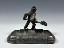 Vintage Original Rehburger Iron Fireman Railroad Art Deco Coal Stoker Ashtray
