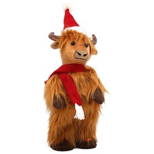 Christmas Decoration Highland Cow Standing Dancing Figurine Jingle Rock LP54854