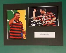 DENNIS PRIESTLEY - PDC DARTS AUTOGRAPH -  SIGNED A4 DISPLAY MOUNT +COA