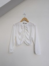 Zara Oyster White Gathered Front Crop Top Blouse BNWT Size M