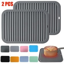 2pcs Heat Resistant Silicone Pad Mat Pan Hot Pot Holder Non-slip Kitchen Trivet