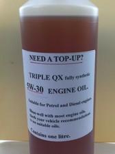 TRIPLE QX 5W-30 fully synthetic Engine oil, 1LITRE,  NEED A TOP-UP? FREE POSTAGE