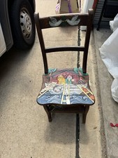 Vintage Noahs Ark Themed Folk Art Metamorphic Chair Step Ladder Hand Carved OAK