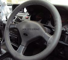 FOR MITSUBISHI SHOGUN PAJERO DARK GREY ITALIAN LEATHER STEERING WHEEL COVER NEW