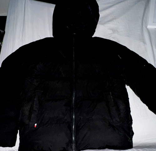 Men black hooded - hooded, down