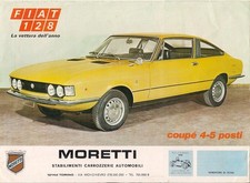 Moretti Fiat 128 Coupe & Roadster 1970-71 Italian Market Single Sheet Brochure 