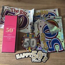 50th Birthday Champagne Flute (Never Used) Large Badge, 3 Banners & A Sticker