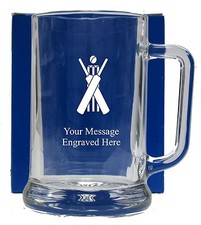 Personalised Cricket Pint Glass Tankard Birthday Free Gift Box GT19