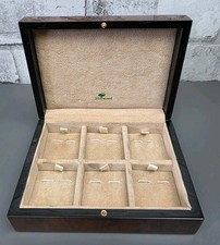 Hillwood English Burl Walnut Gents Valet Box With Six Cufflink Compartments 
