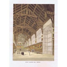 OXFORD Christ Church Hall - Coloured Antique Print 1845