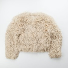 ISABEL MARANT Womens Faustine Faux Fur Jacket Ecru Cropped Size 36 RRP 990