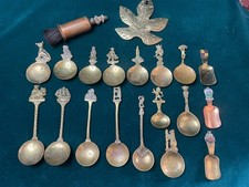 Vintage Rare Job Lot Solid Brass Long Handled Caddy Spoons