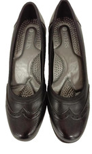 Pavers Ladies Black Leather Wedge Heel Comfort Shoes Size:UK 7