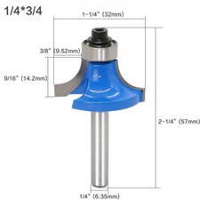 Round Over Router Bit Woodworking Milling Cutter Tool 1/4 Inch Shank 3/4 Inch