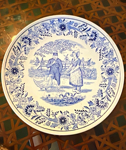 Delft blue white wall plate - wall,