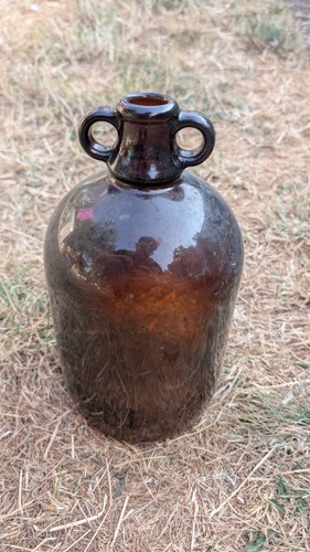 Brown glass litre - brown, demijohn