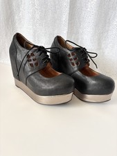 Jeffery Campbell Hand Made Havana Raid Platform Wedge Cutout Black Sz Uk 7 US 9