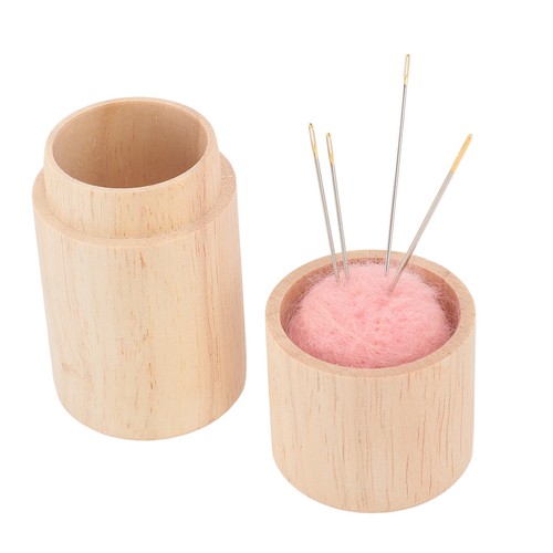 Pink wooden pincushion needle - pink,