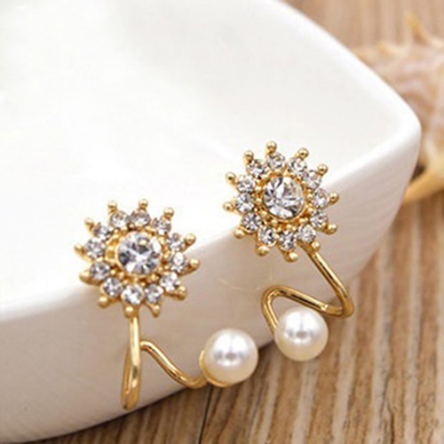 Gold sun ear climber - , earrings