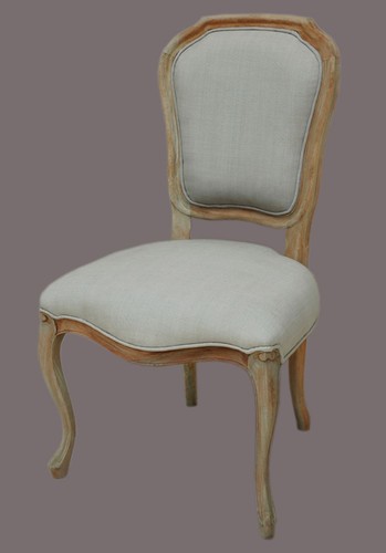 Farmhouse side linen chair - side,