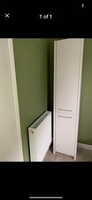 White Tall Bathroom Cabinet Slim Storage Cupboard Shelves