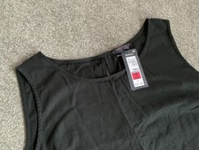 LADIES MARKS AND SPENCER BLACK LINEN COMFORT DRESS SIZE 18 BNWT