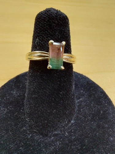 Watermelon tourmaline ring 14k - watermelon,